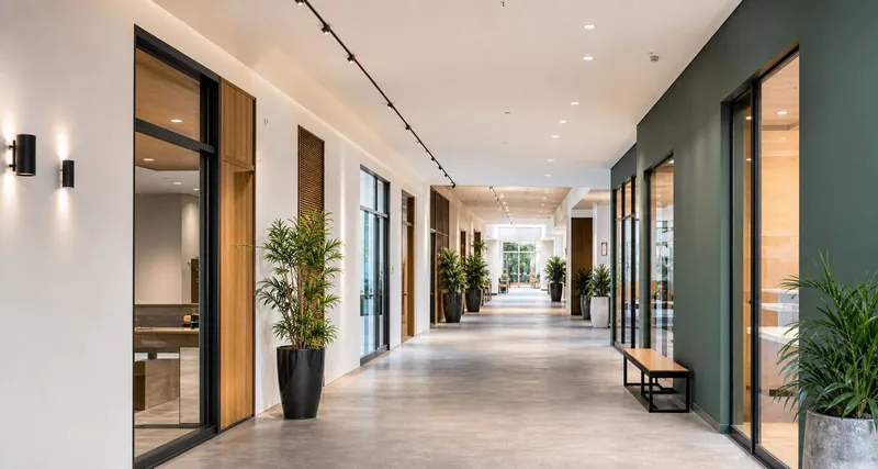 Illustrative retail corridor with commercial finishes.